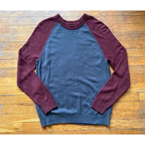 BANANA REPUBLIC Maroon/Grey Knit Pullover Sweater sz L - Picture 1 of 8